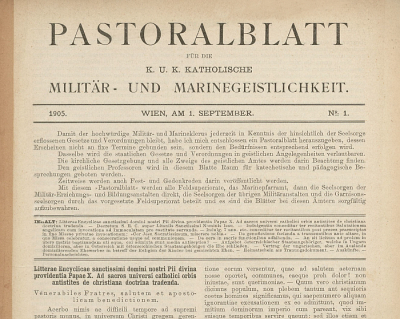 Pastorlablatt f.d. k.u.k. Militär- und Marinegeistlichkeit