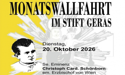 Einladung zur Monatswallfahrt zum seligen Jakob Kern im Stift Geras