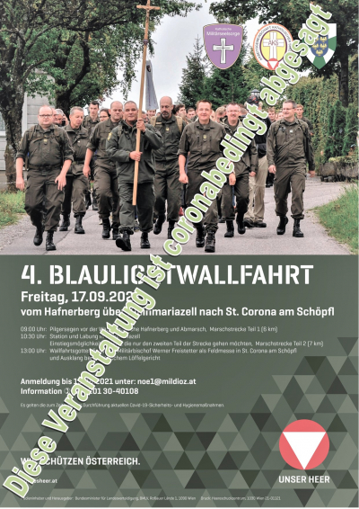 Absage der 4. Blaulichtwallfahrt